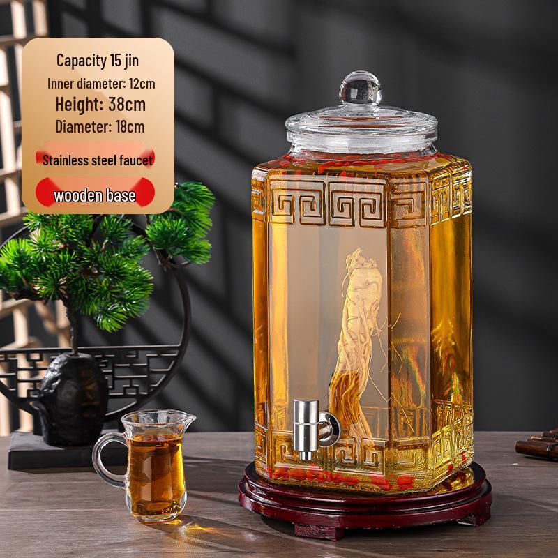 Luxury Sealed Wine & Baijiu Soaking Jar with Faucet for Household Use