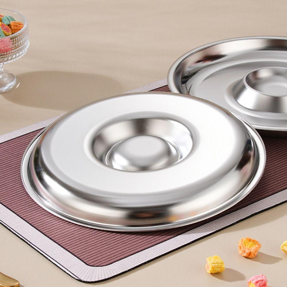 Drop-proof Dumpling Plate Circular Shape Food Serving Tray Kitchen Gadgets French Fries Plate  Bar