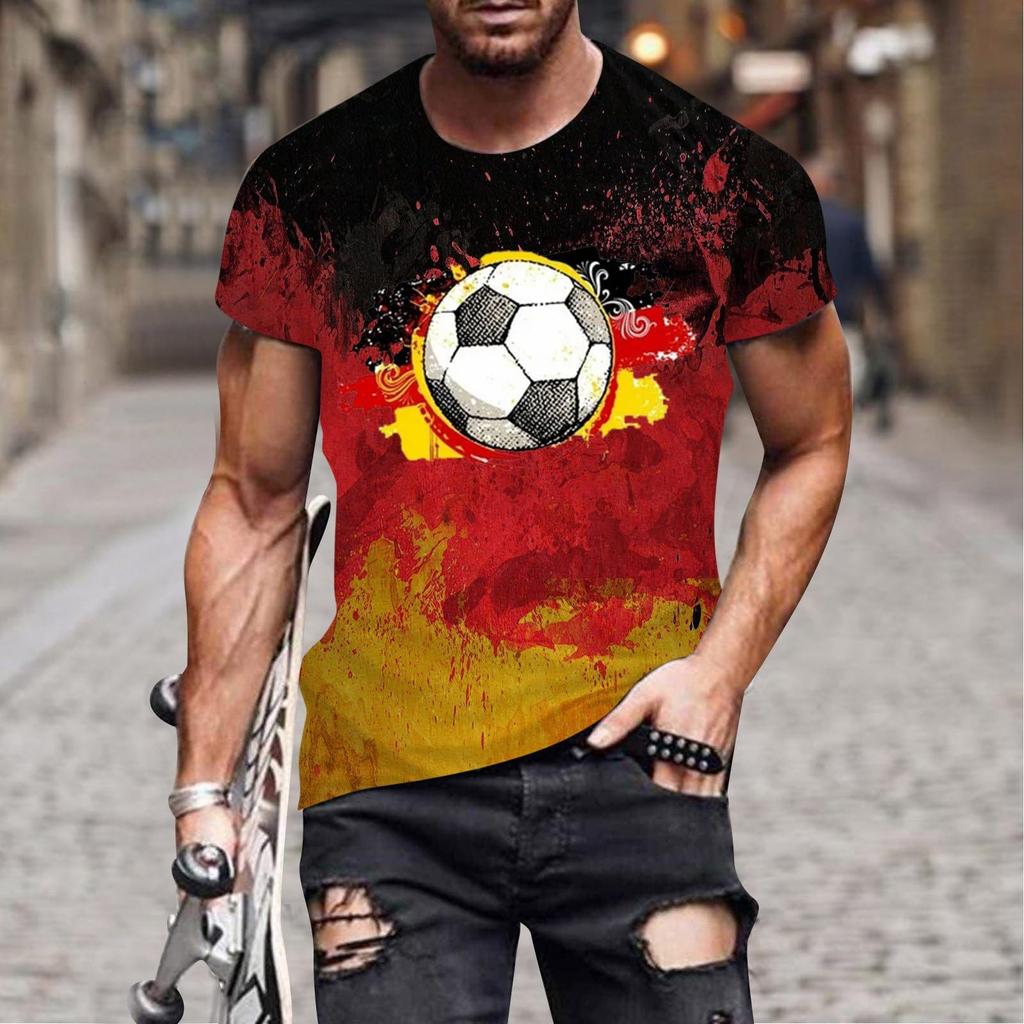 Men's Short Sleeve Crew Neck T Shirt with Soccer Ball Graphic Print Casual Regular Fit Comfortable Top for Daily Wear