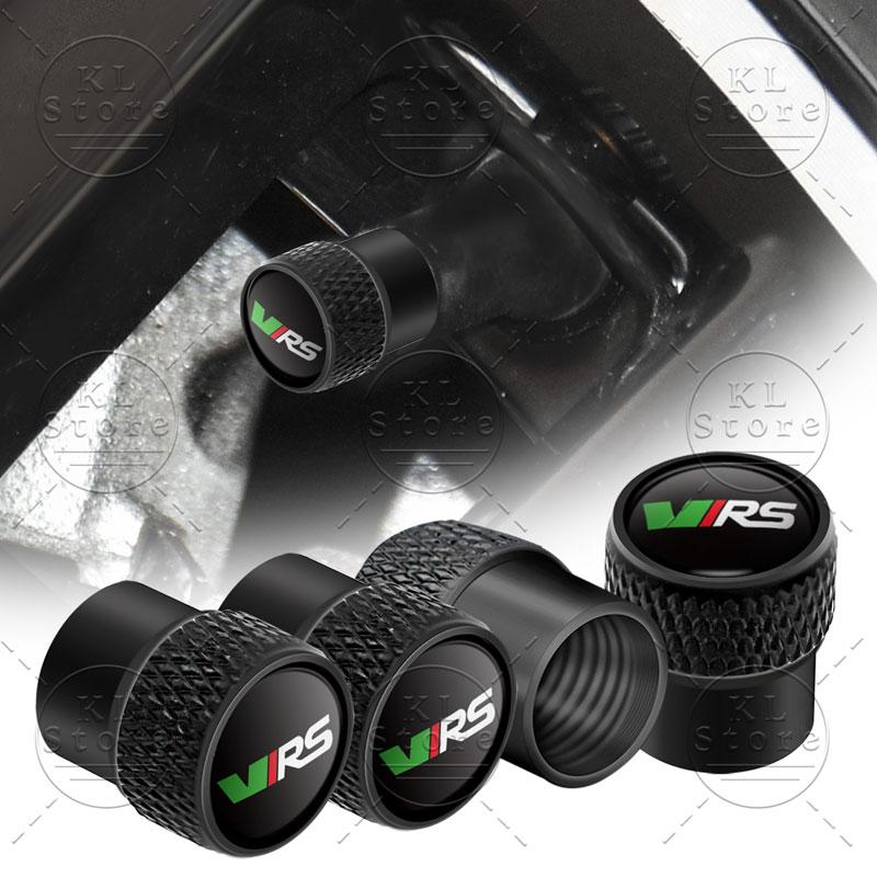 VJDX3 4 Stück VRS Emblem Auto Rad Reifen Ventil Luftventilkappen Staubdichte Abdeckung Dekoration Für Skoda Octavia 1 2 3 Fabia Rapid Superb Kodiaq