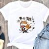 Funny Cartoon Printed Short Sleeved Tshirt New Trendy Neck Short Sleeve Casual Tee for Cat Lovers Fashionable Tshirt