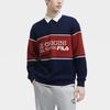 Fila Color Block Casual Long Sleeve Polo Shirt Men Tops Dark-Navy F11M349202FDB