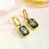 Geometric Square Crystal Zirconia Hoop Earrings Trendy Sparkling Metal Drop Earrings For Women Party Daily Accessories
