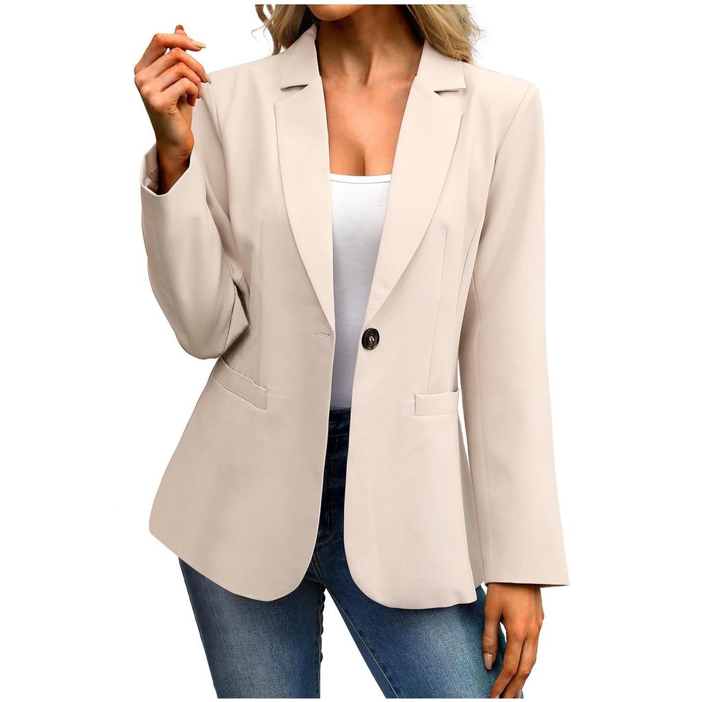 Damen Blazer Jacke Langarm Leicht Casual Business mit Taschen Voll gefüttert Strukturierte Schultern Schlanke Passform Büro Cardigan