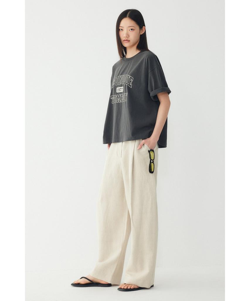 STUDIO TOMBOY Vintage Lettering Graphic Short Sleeve T-Shirt_Dark Gray 9176222990