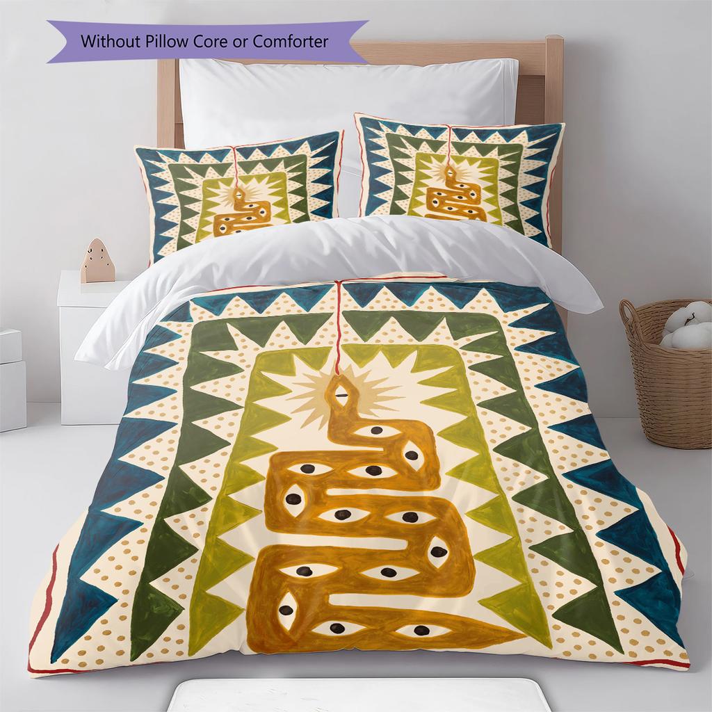 Abstract art Pattern Bedding Quilt Set Quilt Cover Pillowcase Home Decoration Gift (1 * duvet cover + 2 * pillowcase, without core)
