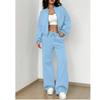 Spring  Ladies Suit Women's Solid Color Sweater Jacket Casual Straight Pants Suit