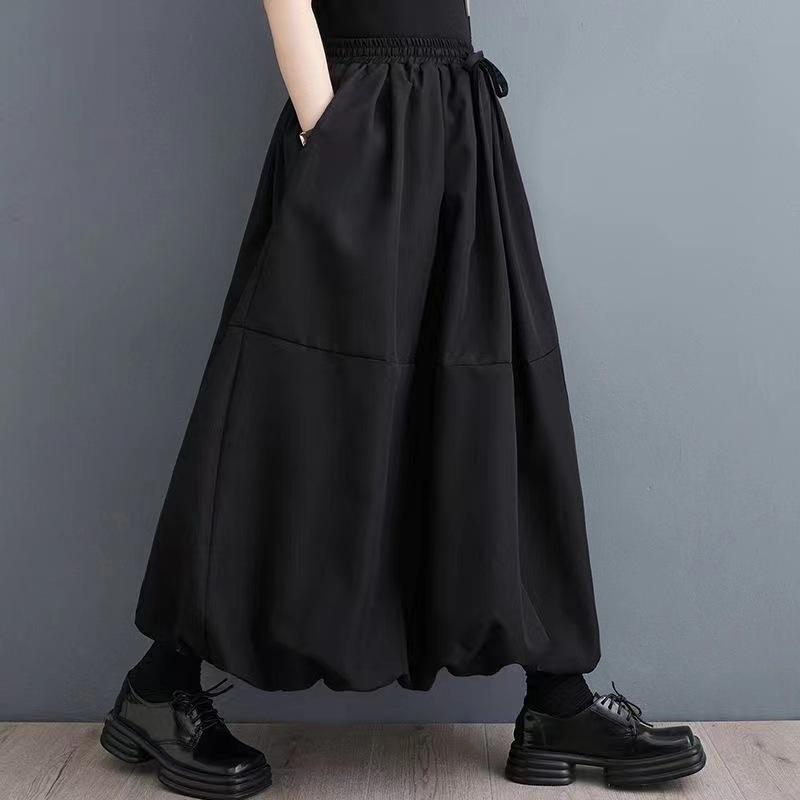 Übergrößen Damen Sommer Oversize Röcke Herbst Hohe Taille Lässig Locker Einfarbige Elastische Taille Midi Rock