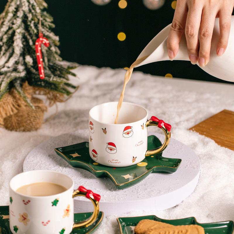 High-looking Christmas Gifts Ceramic Exquisite Coffee Cup with Spoon Girl Creative Cartoon Ins Cute