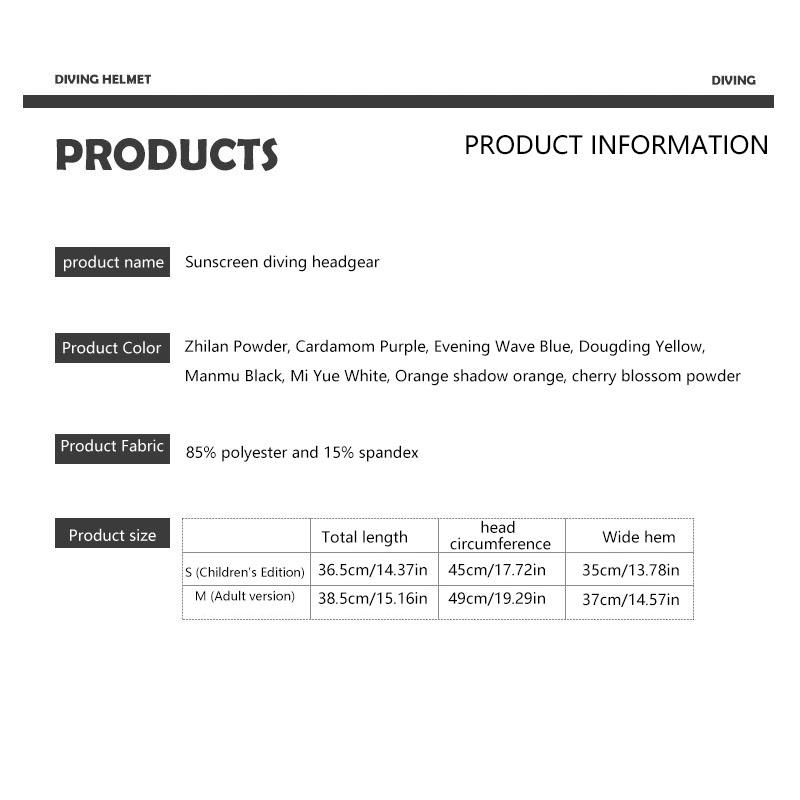 Swiming Diving Facekini Uv Sun Protection Full Face Mask Head Neck Cover Face Elastic Swim Cap For Diving Water Sports Wear