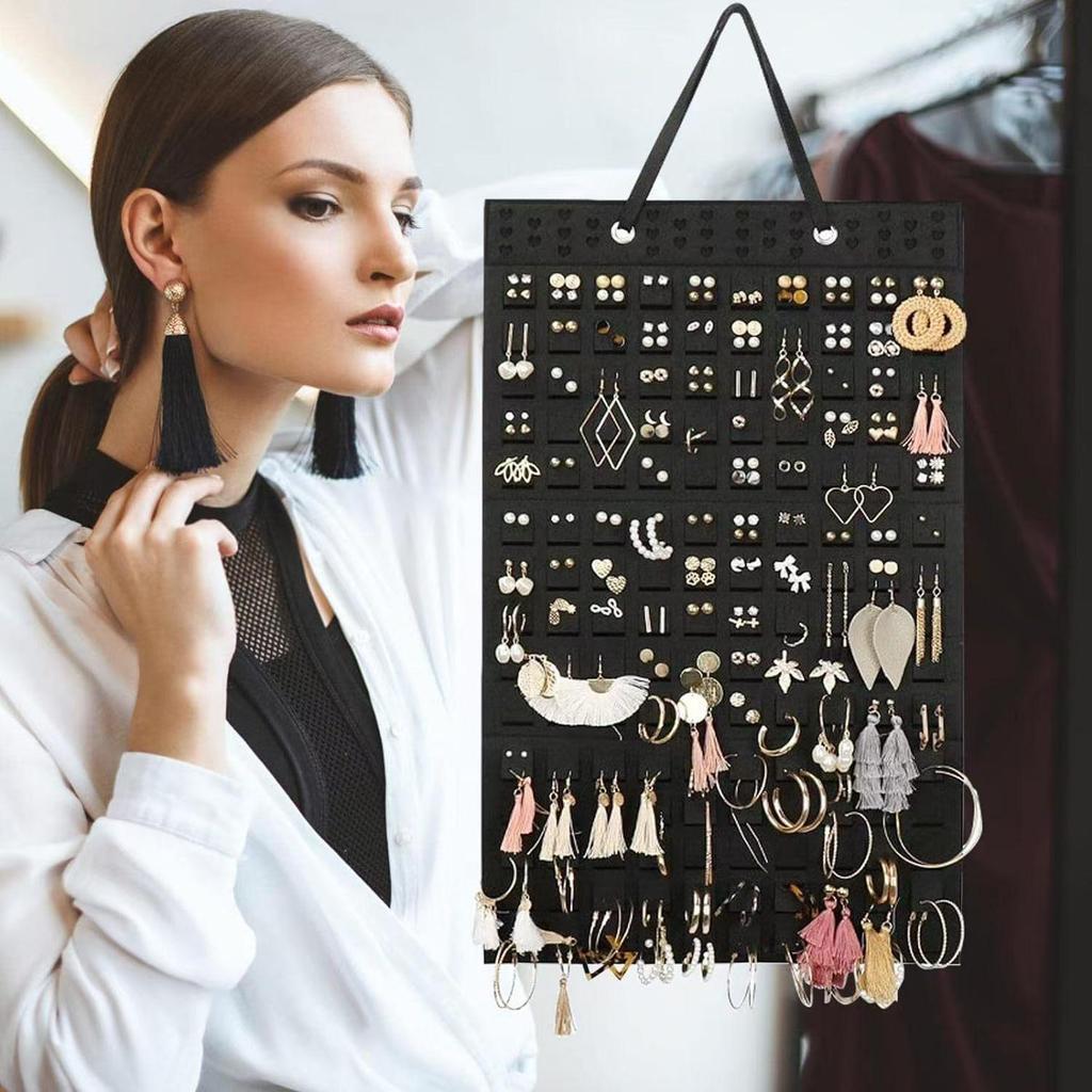 Felt Jewelry Hanging Organizer Bag – Wall-Mounted Earring, Necklace, and Ring Storage