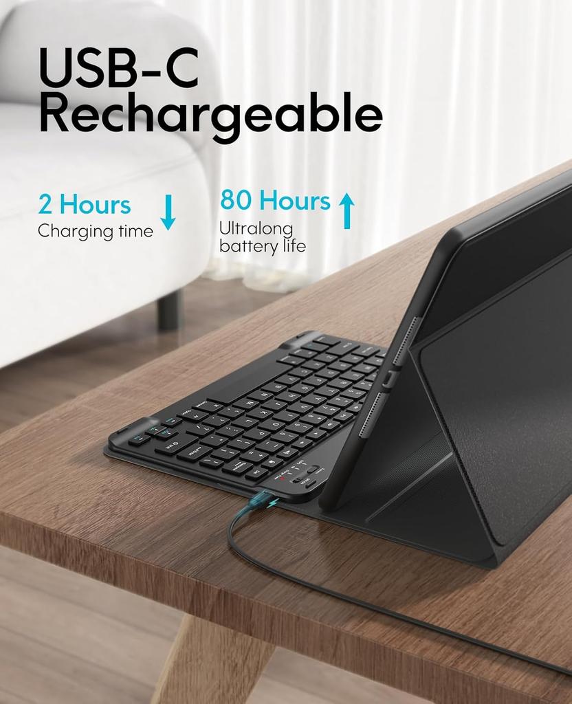 Detachable Backlit Bluetooth Keyboard Case with Pencil Holder for iPad 10.2 7/8/9 Gen & 10.5 Air 3 Pro 2017 Full Protection