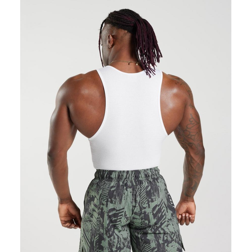 Gymshark Camiseta sin mangas acanalada, paquete de 3, color blanco, negro, gris piedra jaspeado, A5a2e Wcc7.