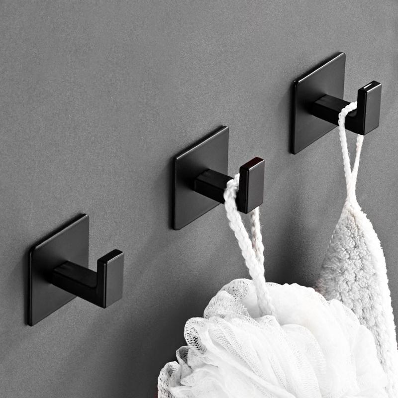 Heavy Duty Stainless Steel Adhesive Hooks, Waterproof Towel Hangers for Bathroom Kitchen Walls - Strong Stick, No Drilling Neede