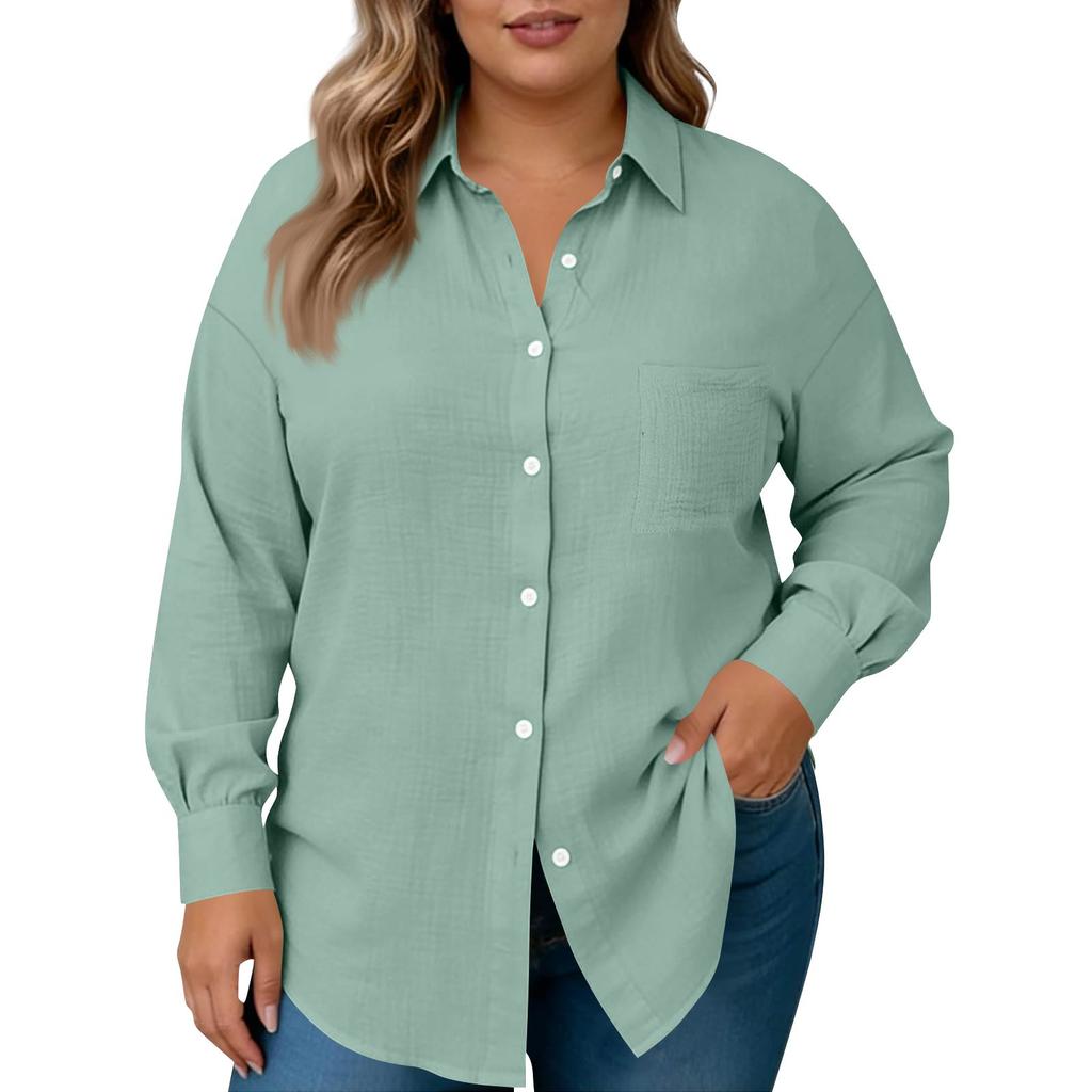 Damesmode Casual Kleur Knoopsluiting Lange Mouwen Shirt Top