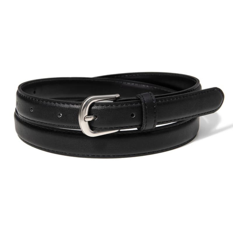halden (W) simple silver fake leather belt (T018_black)