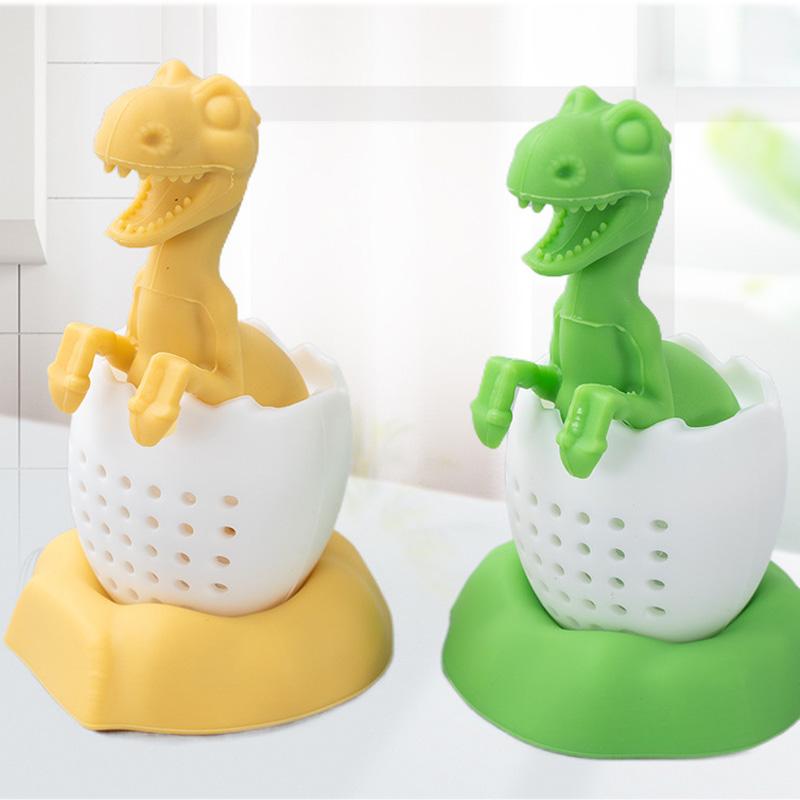Silicone Tea Strainer 1pc Reusable Dinosaur Shaped Silicone Tea Infuser Animal Tea Bag Herbal Spice Diffuser Strainer VIE LENTE