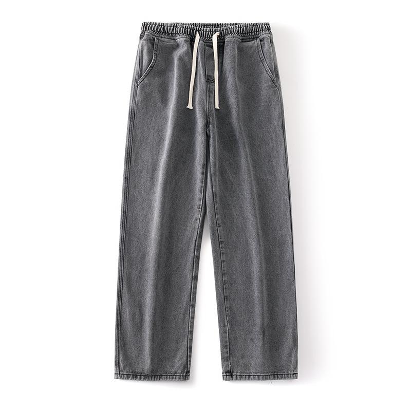 

Зимние американские джинсы прямого кроя однотонные утепленные плюшем для мужчин универсальные повседневные широкие брюки 3XL