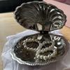 Luxurious French Retro 304 Stainless Steel Food Dish Plate Shell Box Jewelry Peal Storage Bag