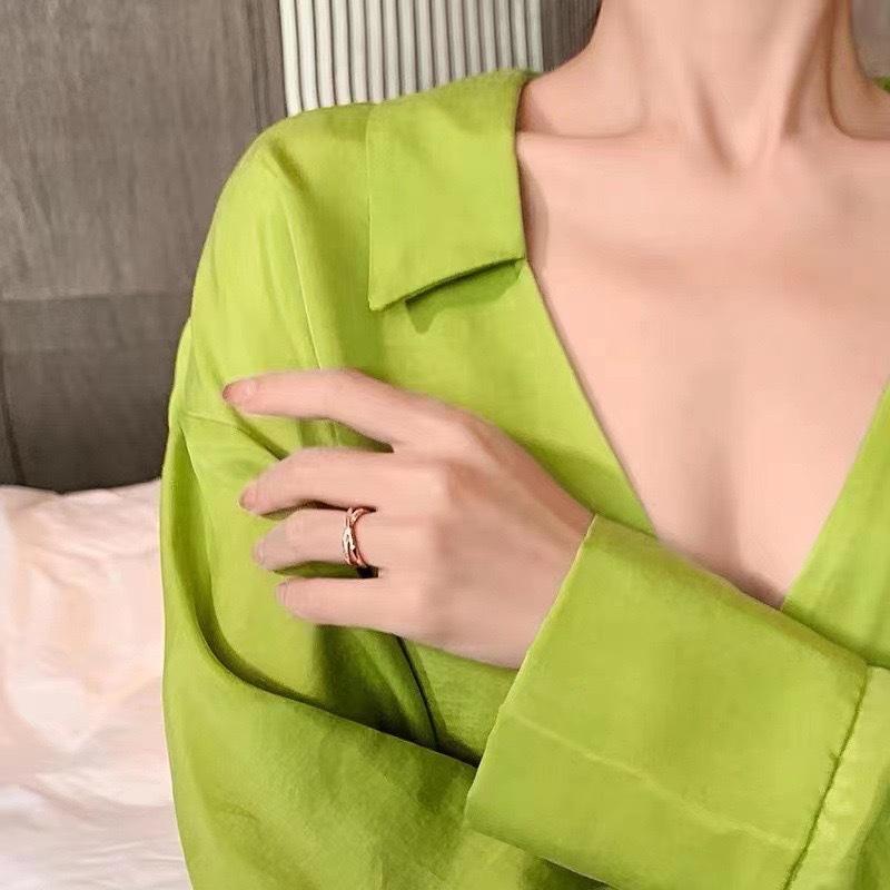 New Cross Ring Women's Fashion Trend Personality Light Luxury Electroplating Rose Gold Opening Adjustable Ring