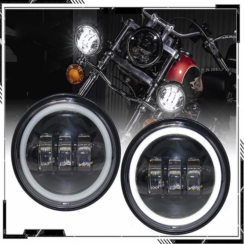 Angel Eye LED Auxiliary Fog Lights for Harley Davidson Road Glide, Road King & Heritage - 4.5 inch
