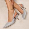 Fashion All-Match Silvery Elastic Band Pumps Heels for Women Party Pointed Toe Plus Size Woman High Heels Fashion Bling Pumps Female