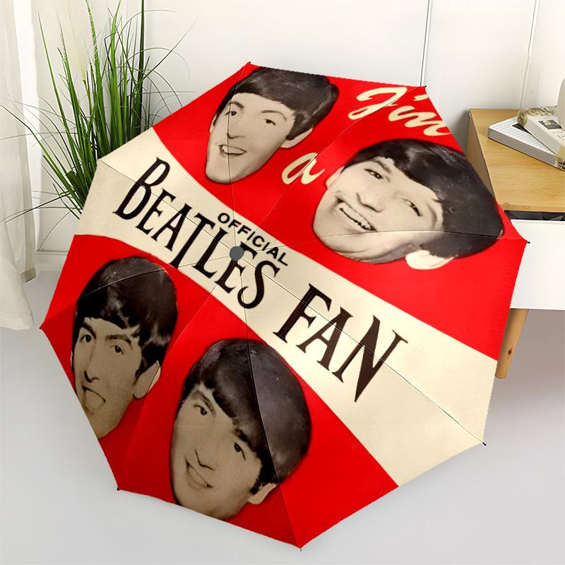 1pc Beatles Fan Automatic Open/Close Umbrella Folding Umbrella, 8-Rib Sturdy Bones, Portable Compact Perfect Gift for Birthday, Christmas 0809180
