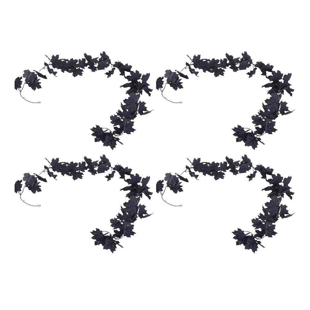 4pcs Fall Maple Leaf Garland Hanging Black Fall Leaves Vine Artificial Autumn Garland Decor for Home Party