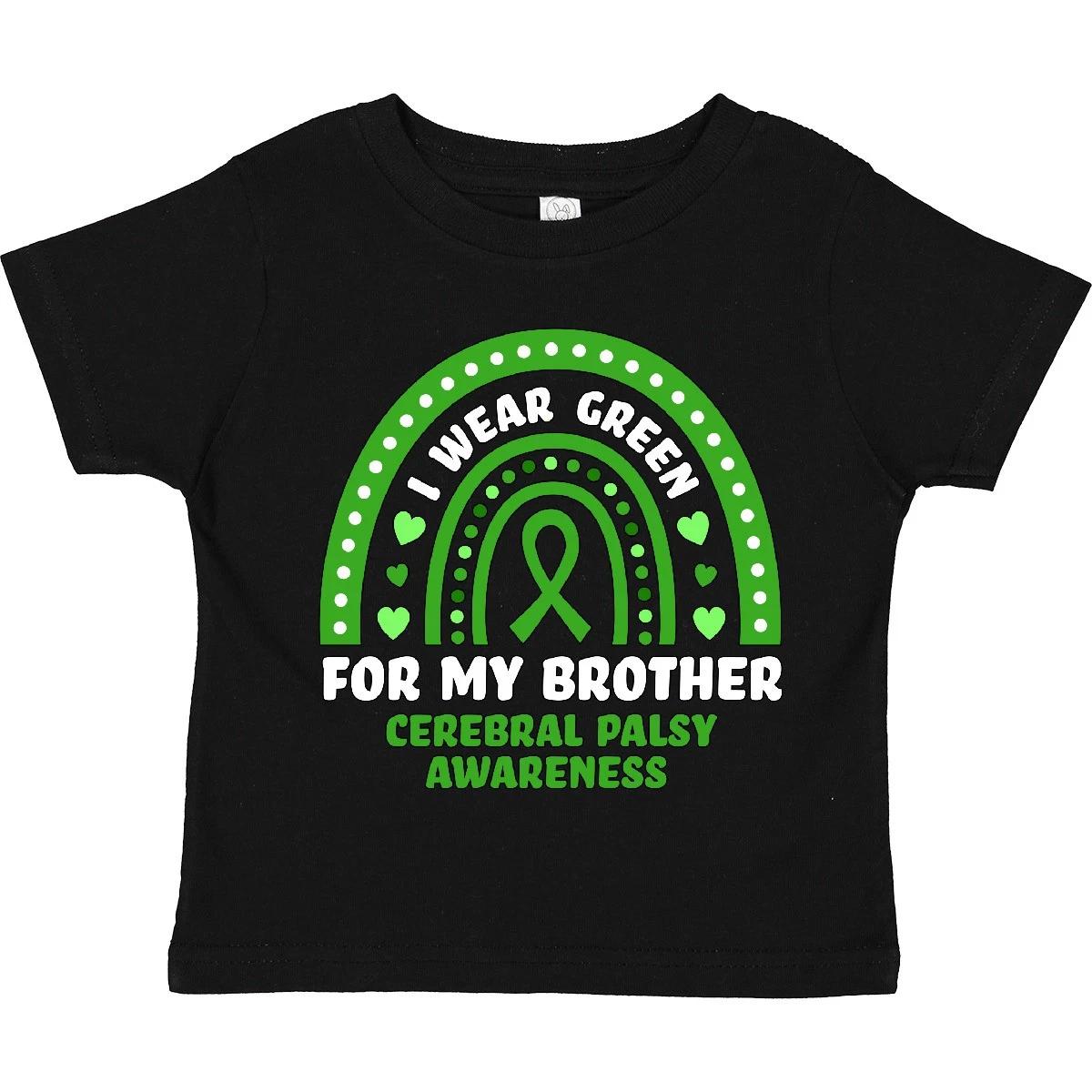 Inktastic I Wear Green For My Brother Cerebral Palsy Awareness Toddler kids boys T-Shirt 110