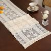 Vintage Lace Table Runner, Rustic Fringed Table Runner, Boho Floral Lace Table Runner with Tassels for Wedding Bridal Shower Dining Table Decoration