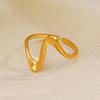 Vintage Stainless Steel Geometric Wave Rings for Women Gold Color Adjustable Rock Ring Aesthetic Wedding Trend Jewelry Gift