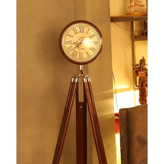 Antique Wooden Tripod Floor Clock 40 Inch - Vintage Nautical Style Decorative Timepiece for Elegant Home & Office Decor