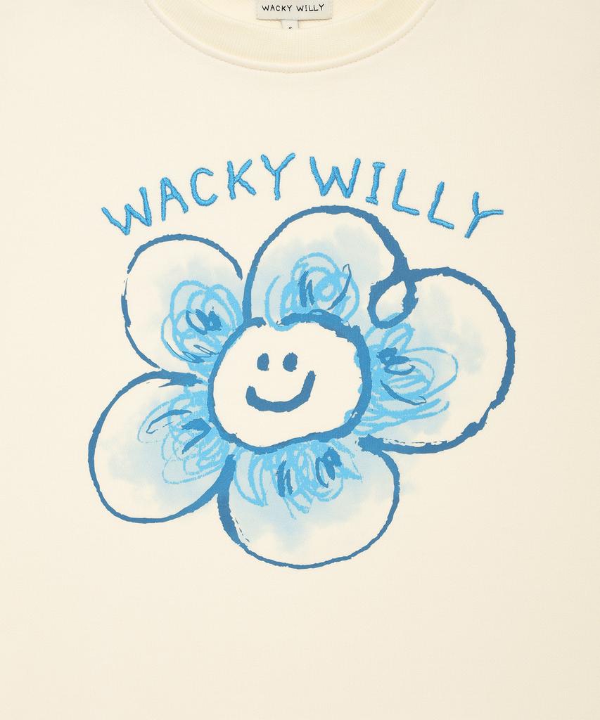 WACKY WILLY [25Fw] Женская большая толстовка с принтом лилии Кремовая