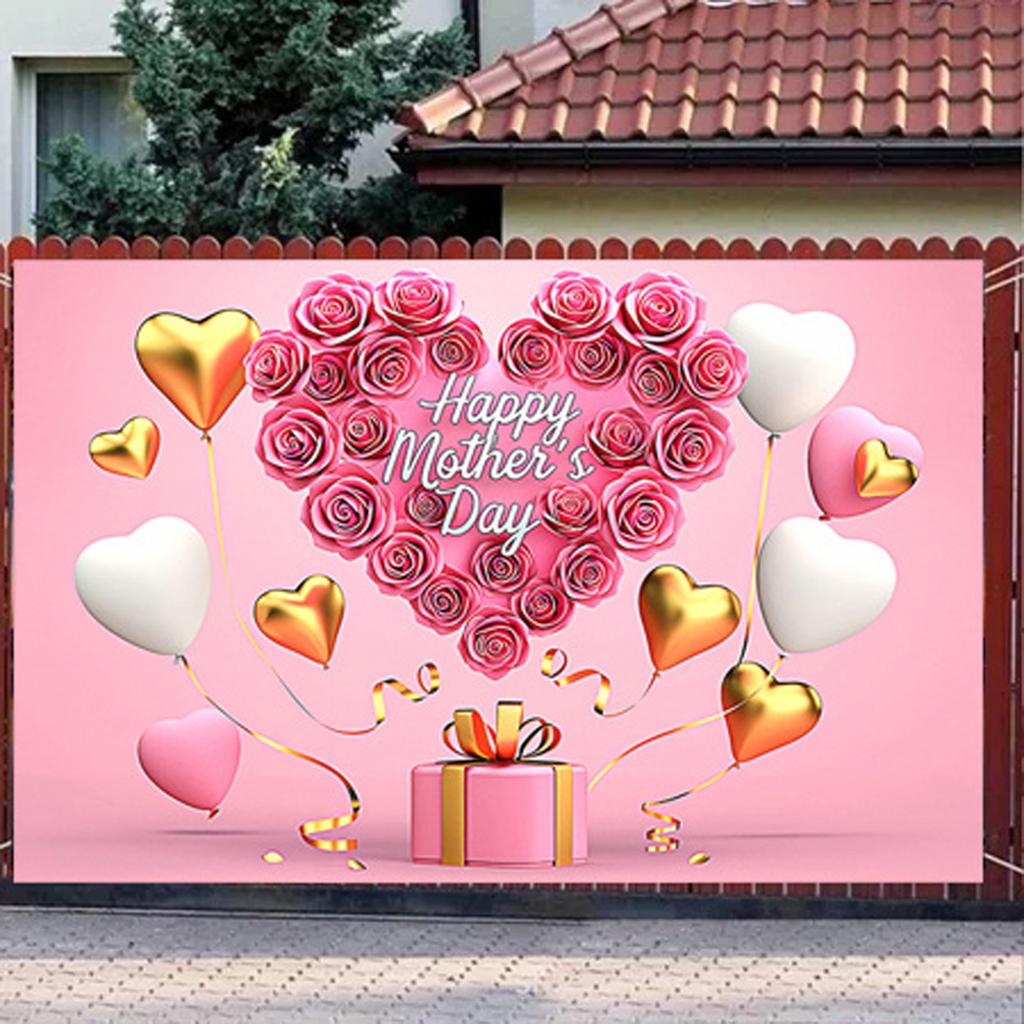 Happy Mothers Day Party Background Thanks Mother Flower Rose Heart Floral Pink Photography Backdrop Photo Studio Props