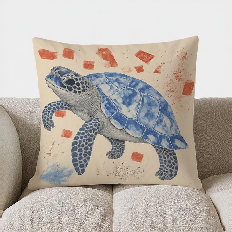 Home Decor Blue Marlin Fish Artistic Throw Pillow Cover Pattern Cushion Cover Suitable For Sofa Bedroom Car Pillow Cover