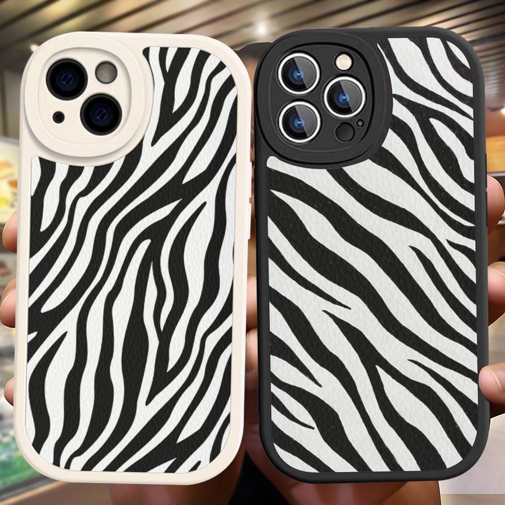 Zebra Print Clip Art For IPhone 16 15 14 13 12 11 Pro Max Plus Leather Phone Cover
