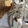 Pearl Heart Ribbon Silver Metal Keychain