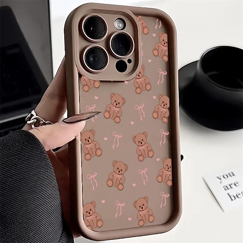 Cute Teddy Bear Bowknot Phone Case For Google Pixel 10 9 8 7 Pro XL 8A 7A 9Pro 7Pro 8Pro 9ProXL Silicone Cartoon Bumper Cover