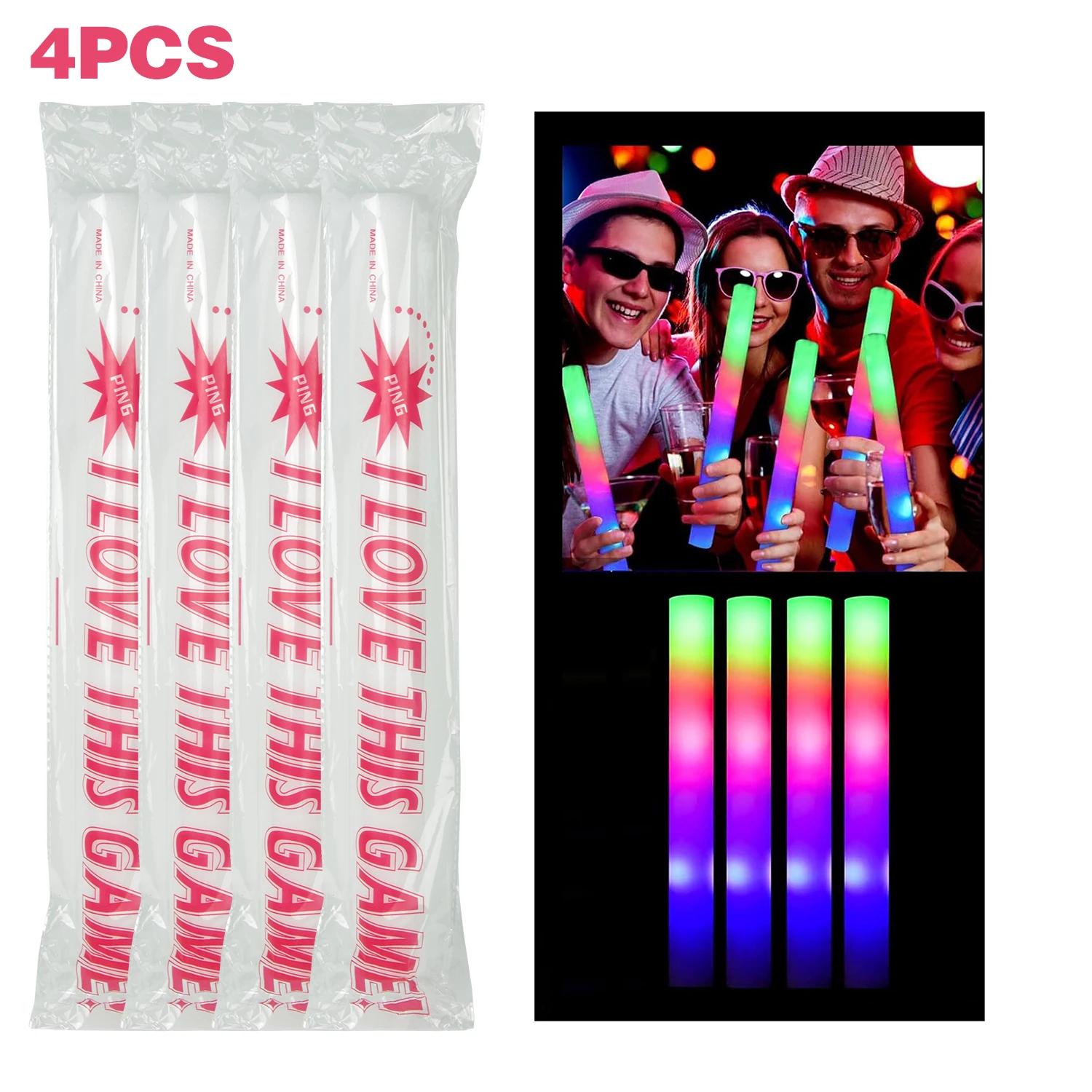 

Светящиеся палочки оптом 4-30 шт. светодиодные пенопластовые светящиеся палочки для рождественской вечеринки с 3 режимами цветные мигающие светящиеся в темноте вечеринки