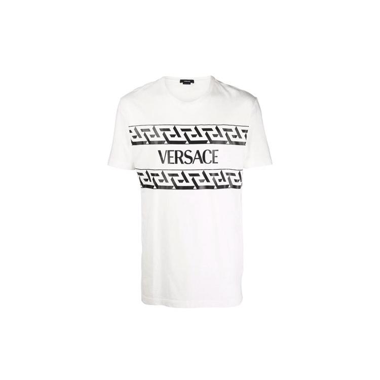 VERSACE T-Shirts Men's White Crew Neck Moderate Straight Fit 1002428-1A01780-1W000
