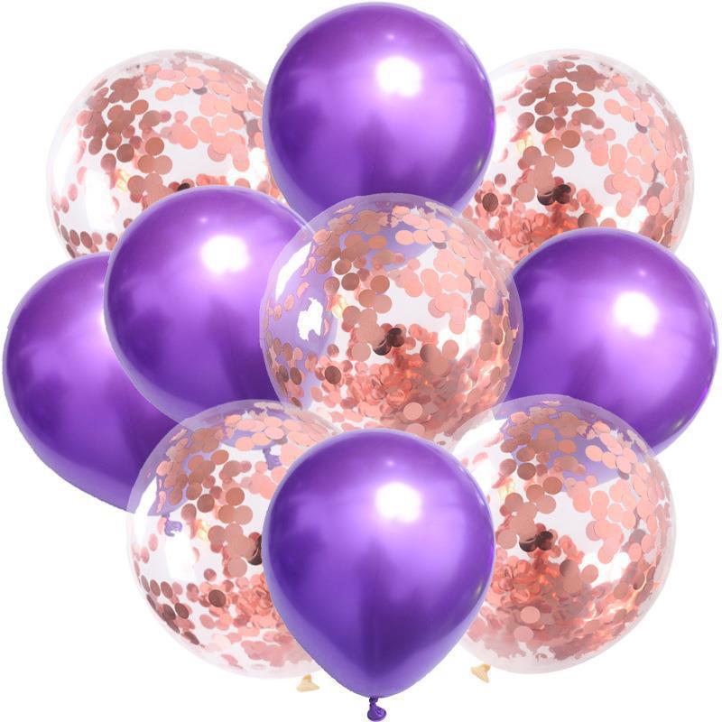Birthday & Ceremony Decoration Balloon Set: Metallic Sequins, Table & Ground Floating Balloons.