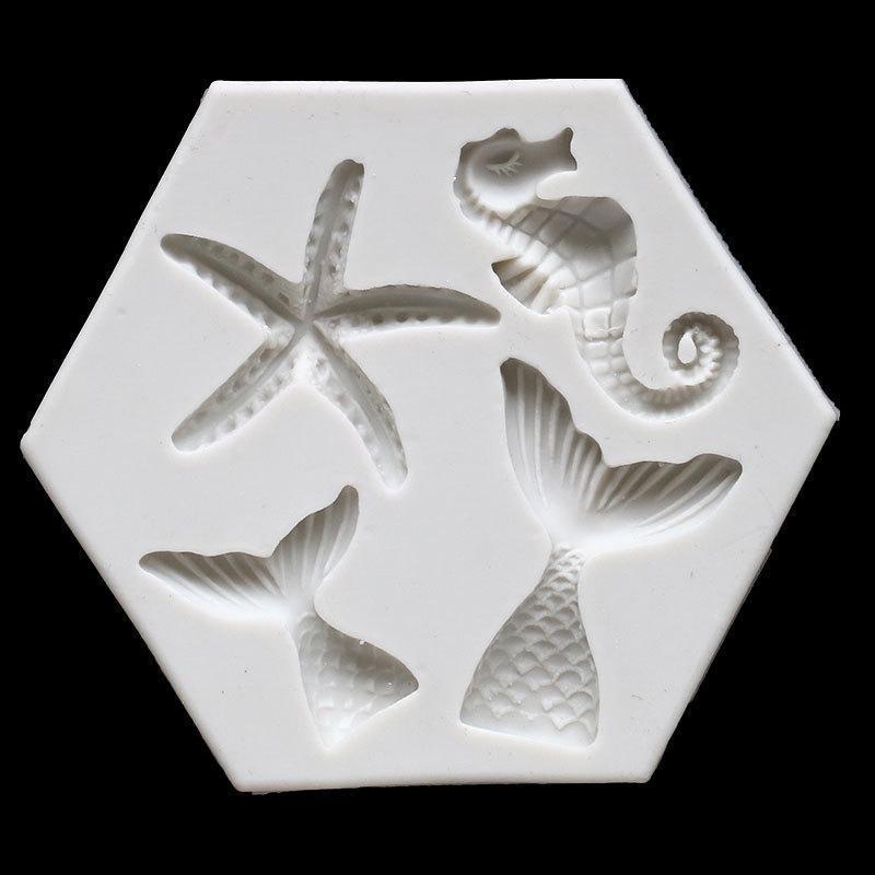 Complete Set Of DIY Baking Sizes For Marine Creatures Including Fish Tail Starfish Seahorse And Liquid Silicone Molds Wholesale
