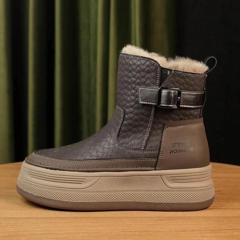 

Платформа Женские Снежные Ботильоны Кожаные Короткие Плюшевые Хлопковые Ботинки Тренд Мода Теплые Уютные Женские Ботильоны Хайтопы Botas Mujer 40 хаки