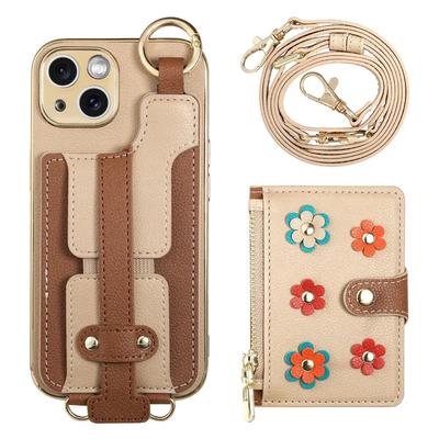 2 In 1 Detachable Flower Wallet Crossbody Phone Case for iPhone 15 14 Plus 13 12 11 Pro Max Card Slot Holder PU Leather Cover
