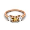 925 Sterling Silver Citrine Three Stone Rose Gold Plated Ring