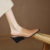 Fashion 2025 New Summer Women Mules Genuine Leather Women Shoes Pointed Toe Wedges Shoes High Heel Women Sandals Metal Modern Slippers