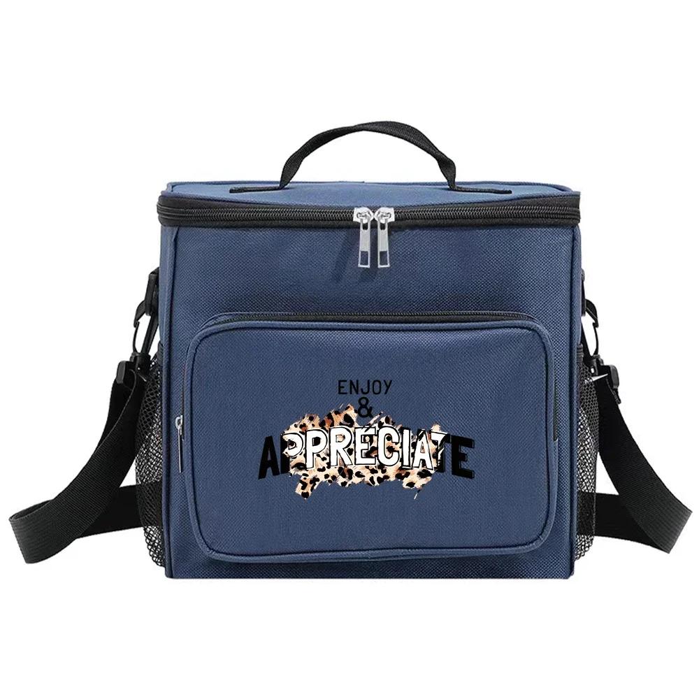 Insulated Lunch Bags Cooler Box Thermal Organizer Handbag for Student Portable Waterproof Camping Storage Boxes Leopard Pattern