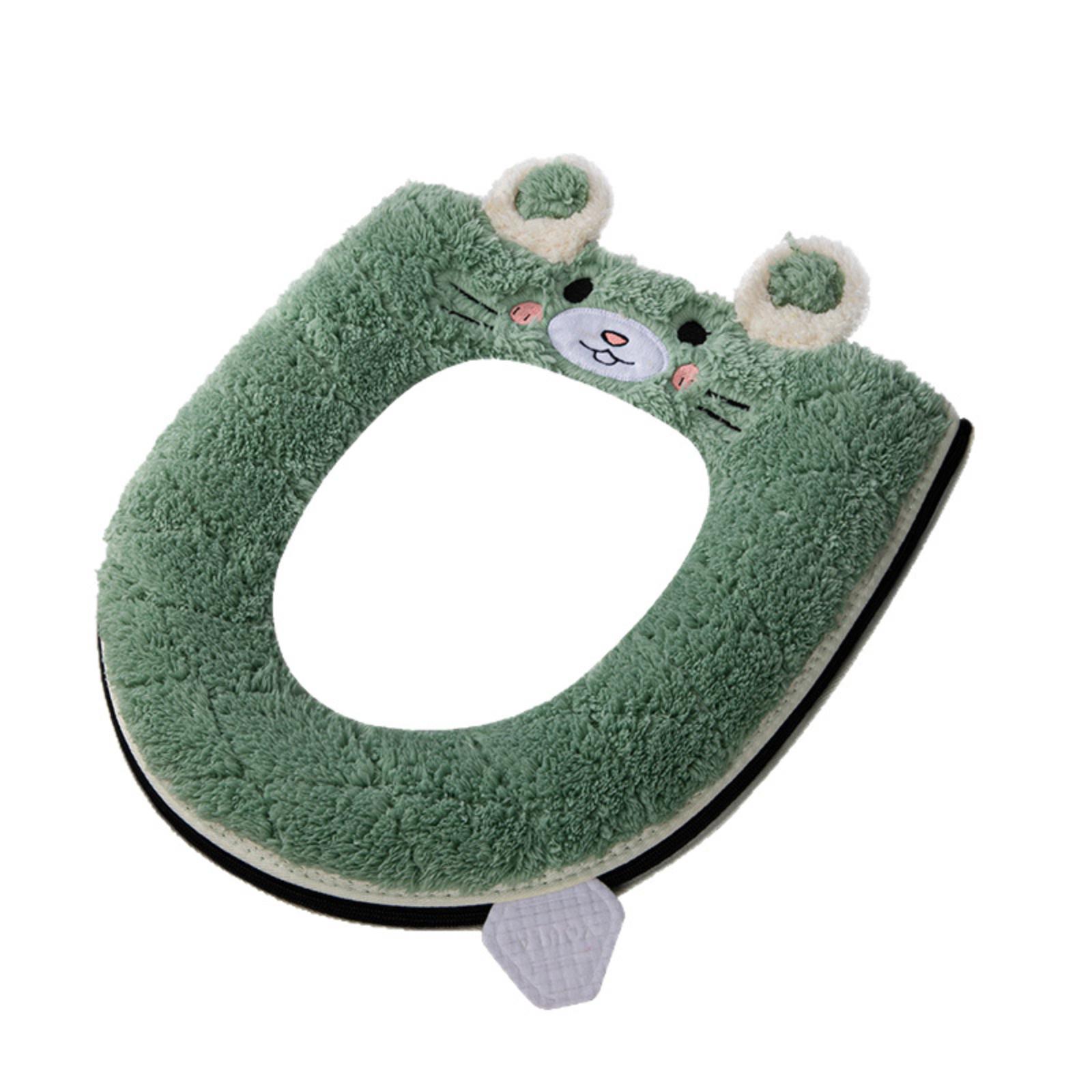 

Всесезонный бытовой чехол на сиденье унитаза с мультяшным рисунком, моющийся, самоклеящийся чехол на сиденье унитаза, водонепроницаемая подушка для унитаза, накладка на сиденье унитаза One Size зелёный