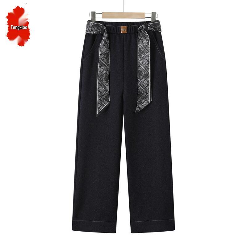 Women s 2025 Fengxiao Acetate Satin Jacquard Wide-Leg Trousers 4XL