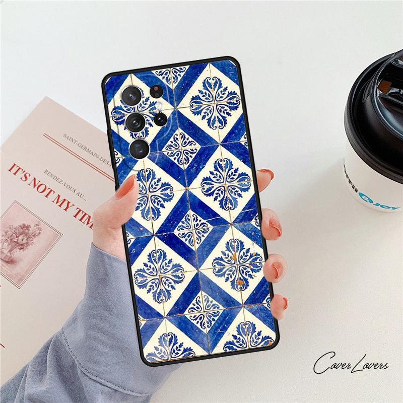 Moroccan Tile Rubber phone case For Samsung Galaxy S24 S25 S23 S22 Ultra Note 10 20 Plus S20 S21 FE Cover